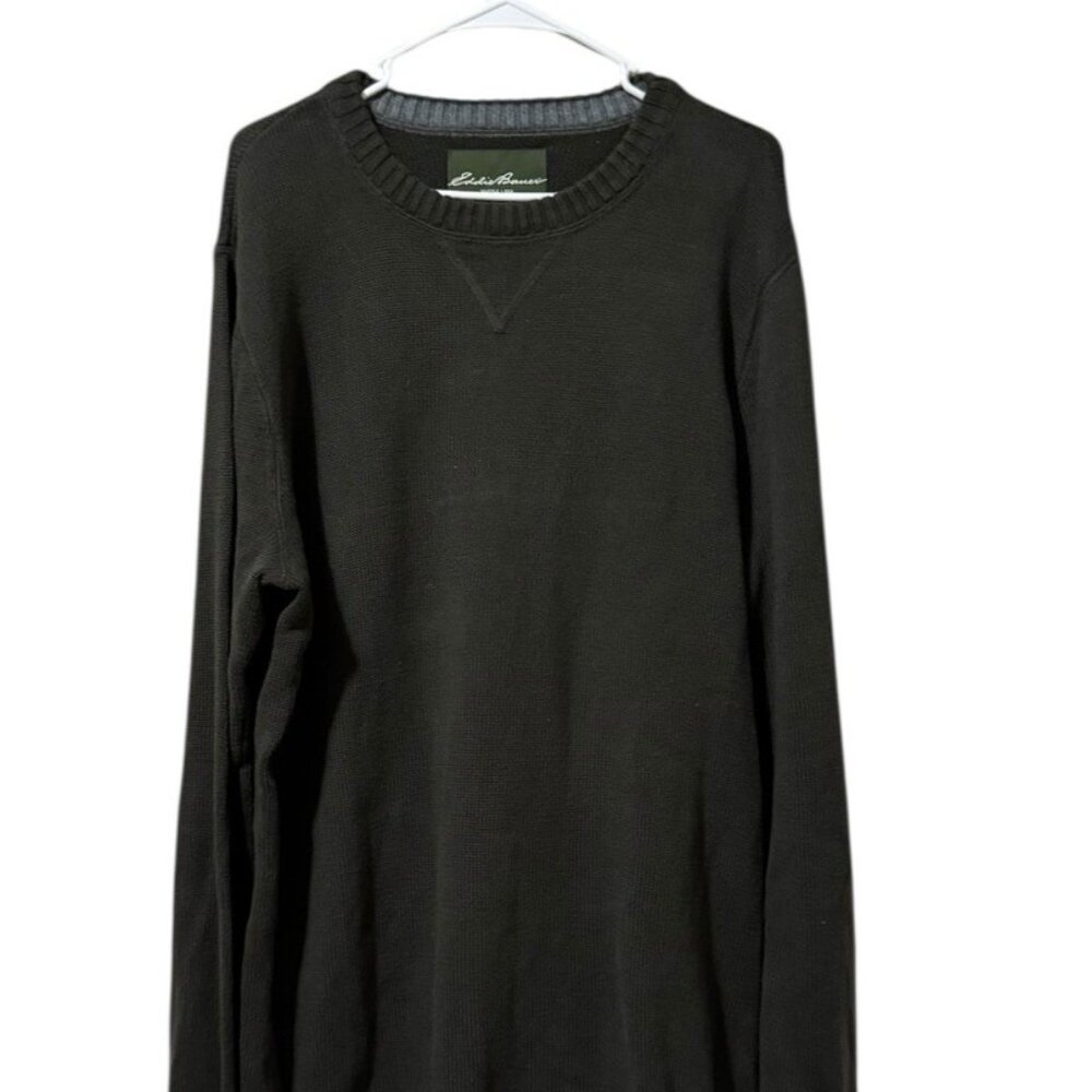 Eddie Bauer‎ Men Size XL Tall Green Knit Heavy Pullover Sweater Cotton Classic